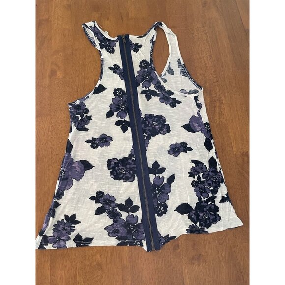 Silence + Noise Anthropologie Soft Zipper Racer Back Top Womens S Blue & Purple - Picture 2 of 5